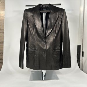 Vintage Tom Ford era Gucci Metallic Black Leather Blazer